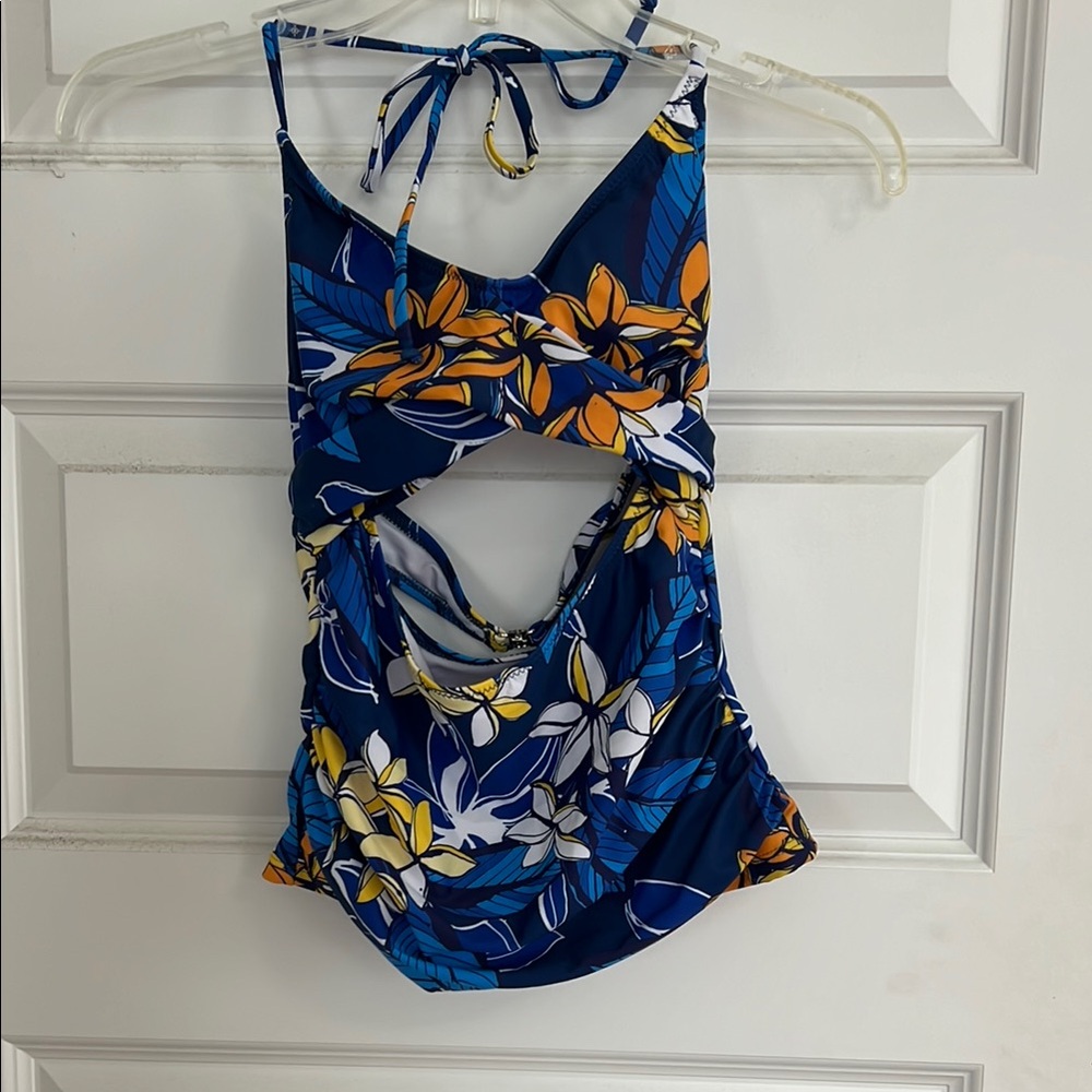 Tankini top Swimsuit - Blue and Yellow floral